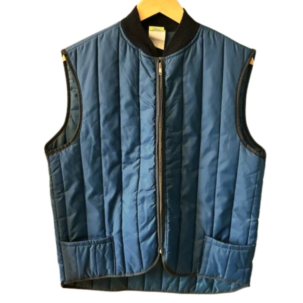Vintage Sears Quilted Vest Men’s Large Navy Nylon Zip Front